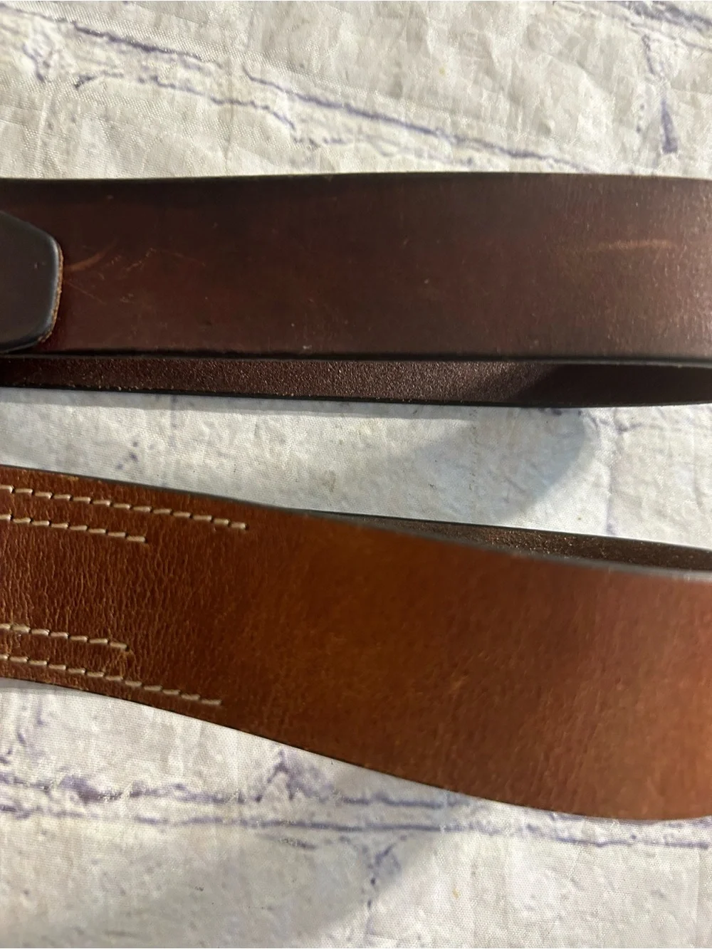 JOSEPH ABBOUD BROWN LEATHER ANTIQUE BUCKLE 36 & RUGGED BROWN RETRO LEATHER BELTS